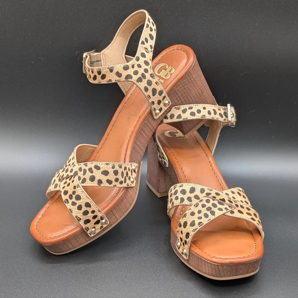 Gianni Bini Leopard Print Block Heels - Picture 1 of 8